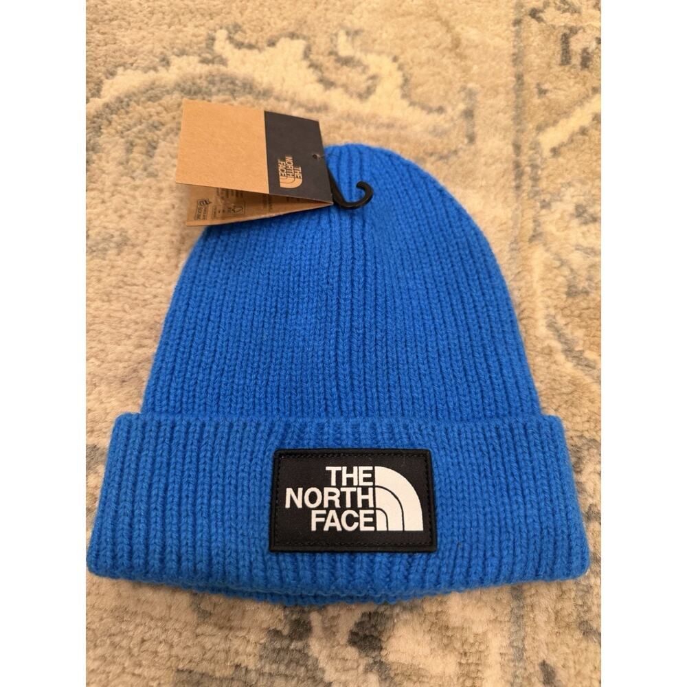 The North Face Box Logo Cuff Beanie Hero Blue Youth/junior NWT